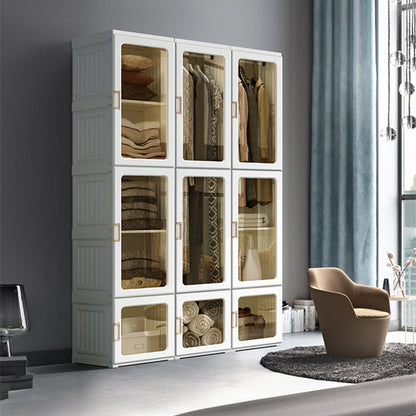Kylin Cubes Storage Folding Cabinet Wardrobe With 8 Grids & 4 Doors & 1 Hanger - Cosy Abode