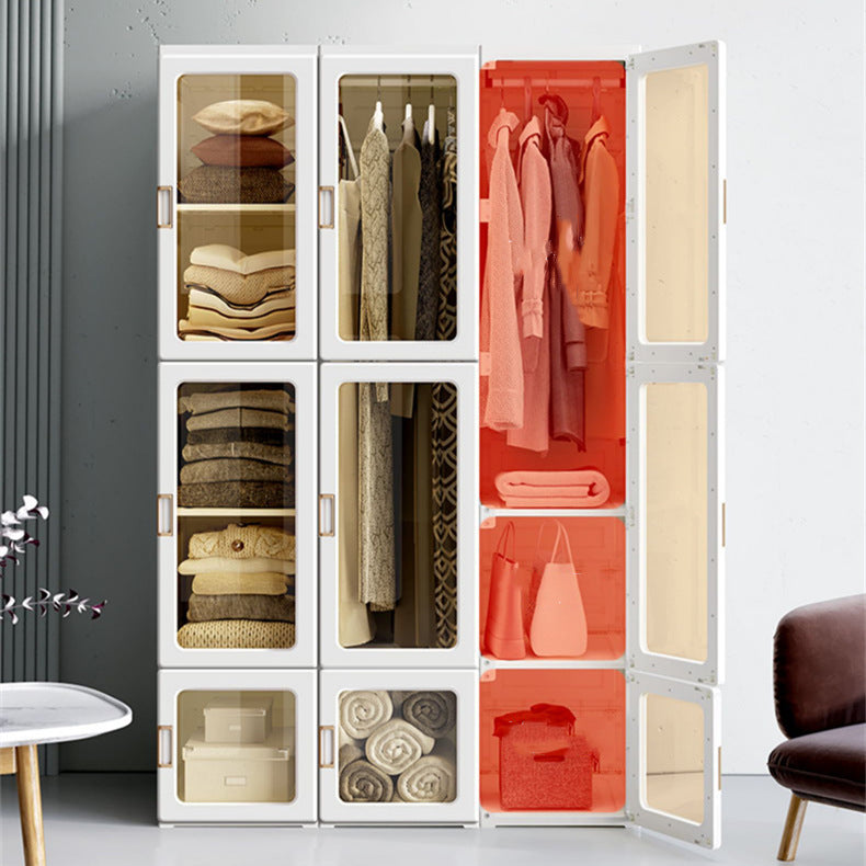 Kylin Cubes Storage Folding Cabinet Wardrobe With 8 Grids & 4 Doors & 1 Hanger - Cosy Abode