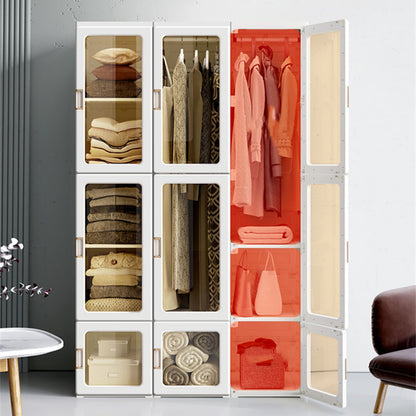 Kylin Cubes Storage Folding Cabinet Wardrobe With 8 Grids & 4 Doors & 1 Hanger - Cosy Abode