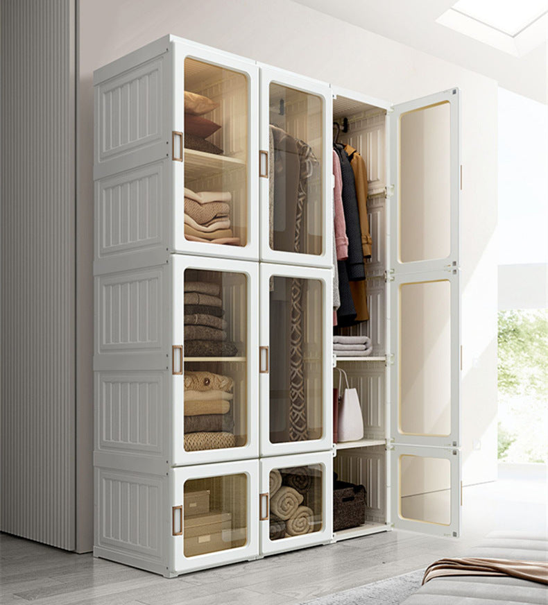Kylin Cubes Storage Folding Cabinet Wardrobe With 8 Grids & 4 Doors & 1 Hanger - Cosy Abode