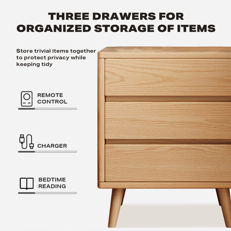 Bedside Tables 3 Drawers Side Table Nightstand Bedroom Storage Cabinet Wood - Cosy Abode