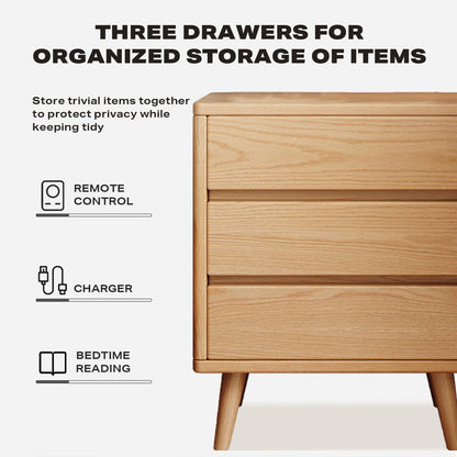 Bedside Tables 3 Drawers Side Table Nightstand Bedroom Storage Cabinet Wood - Cosy Abode