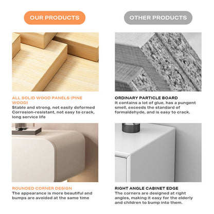 White Solid Wood Bedside Table Side Table 2 Drawer Intelligent Induction Light Nightstand Cabinet - Cosy Abode