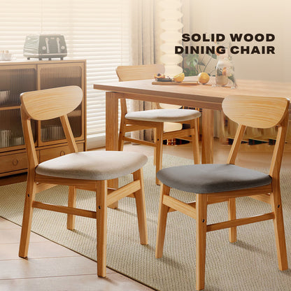 Dining Chairs Kitchen Chair Natural Wood Linen Fabric Cafe Lounge Chairs - Cosy Abode