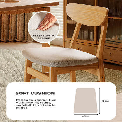 Dining Chairs Kitchen Chair Natural Wood Linen Fabric Cafe Lounge Chairs - Cosy Abode