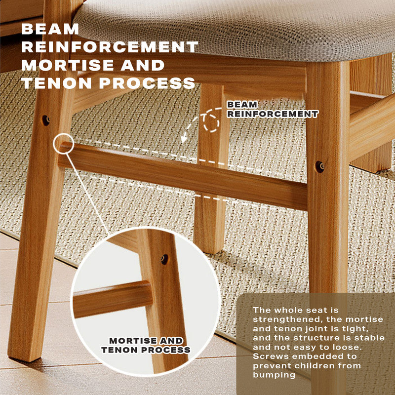 Dining Chairs Kitchen Chair Natural Wood Linen Fabric Cafe Lounge Chairs - Cosy Abode