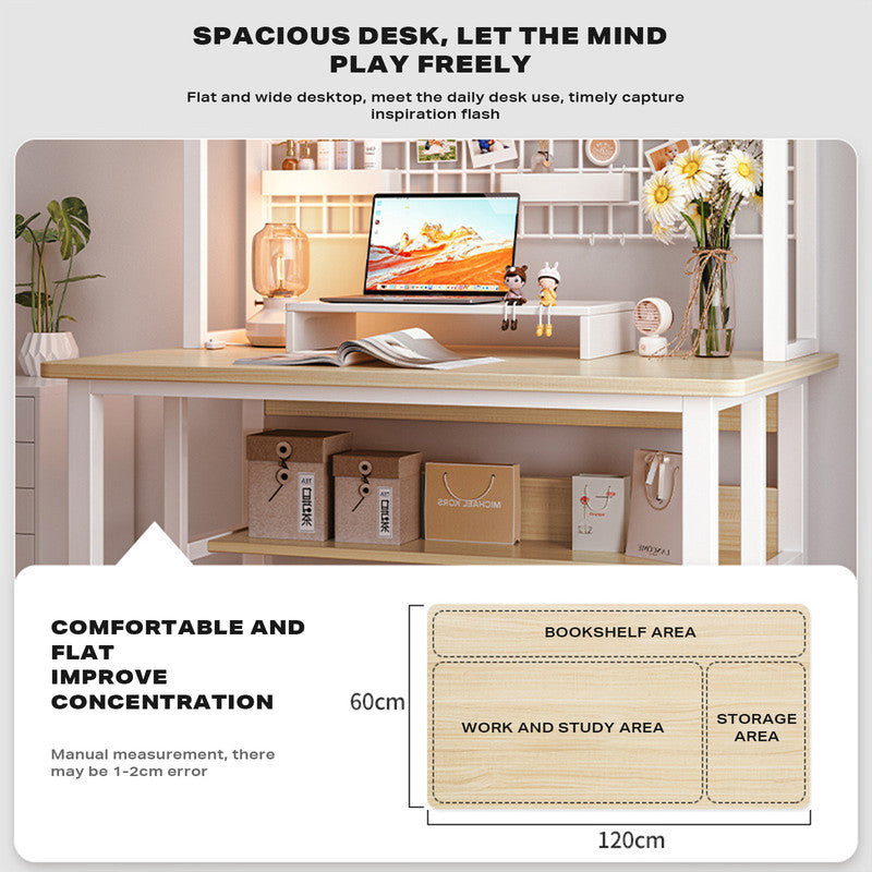 Computer Desk Table Bookshelf Integrated Table Bedroom Students Home Study Table - Cosy Abode