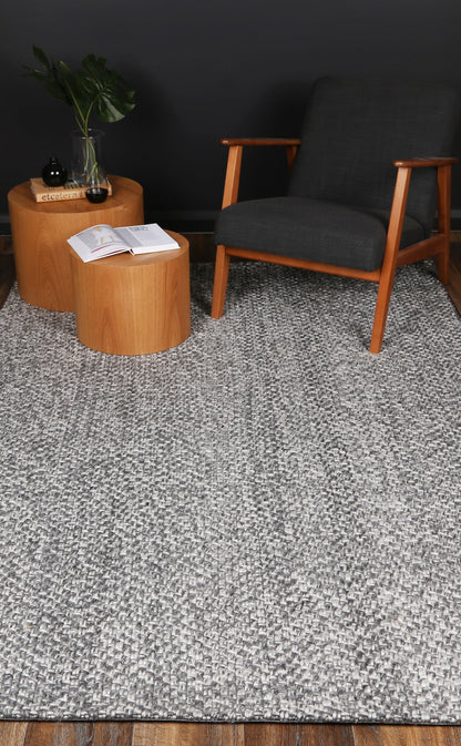Harlow Chignon Charcoal Wool Blend Rug 160x230 - Cosy Abode