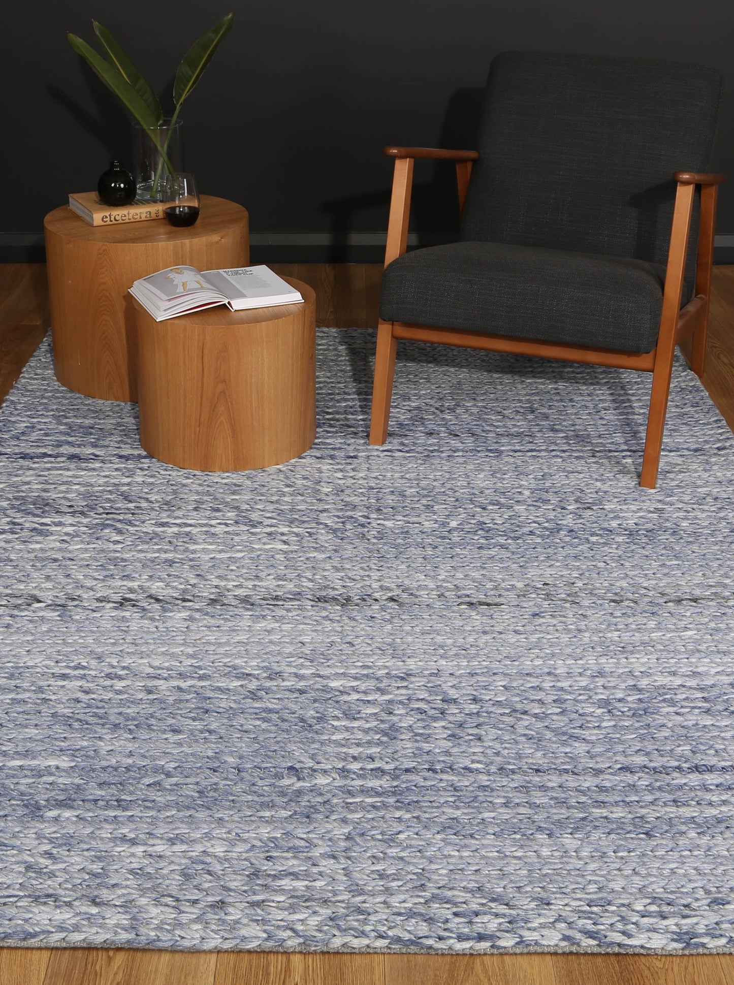 Harlow Cue Blue Wool Blend Rug 160x230 - Cosy Abode