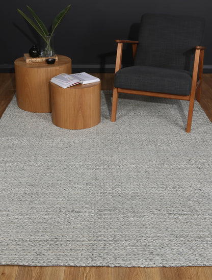Harlow Cue Grey Wool Blend Rug 160x230 - Cosy Abode