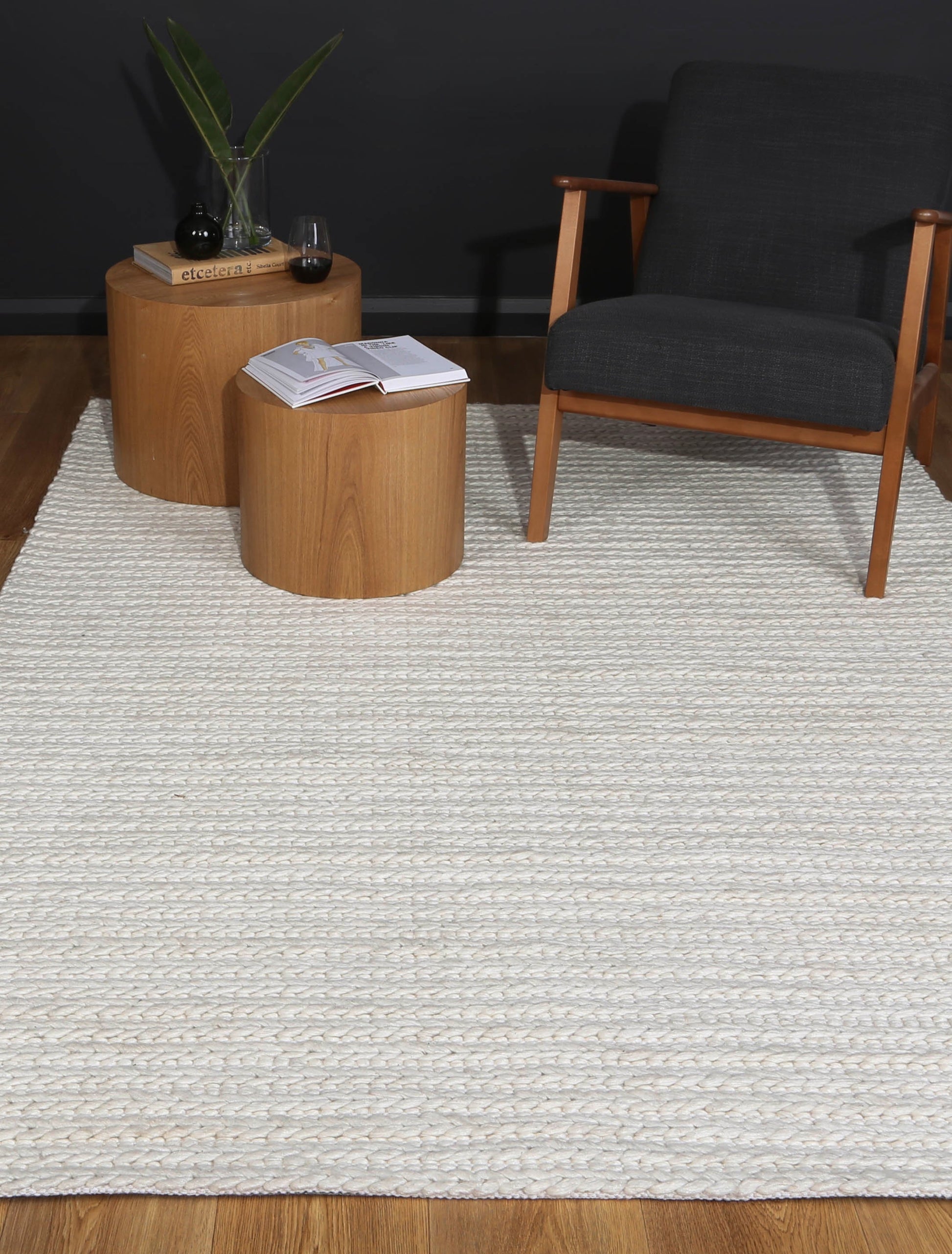 Harlow Cue White Wool Blend Rug 160x230 - Cosy Abode
