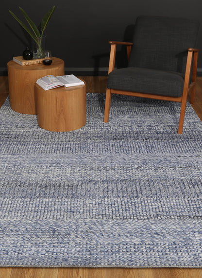 Harlow Grace Blue Wool Blend Rug 160x230 - Cosy Abode