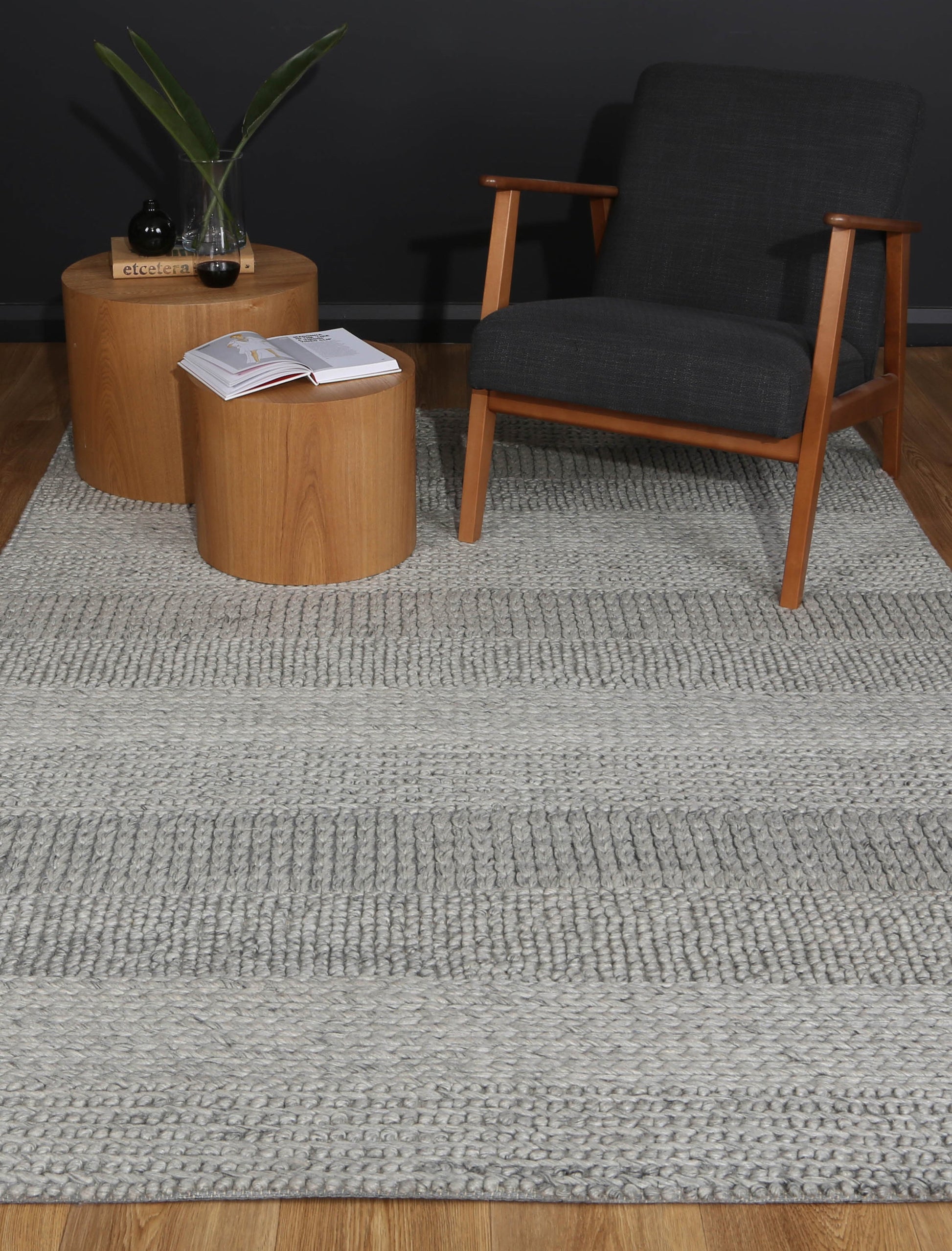 Harlow Grace Grey Wool Blend Rug 160x230 - Cosy Abode