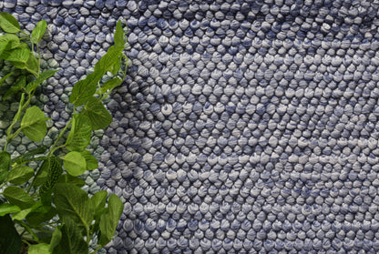 Harlow Loopy Blue Wool Blend Rug 160x230 - Cosy Abode