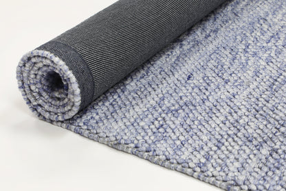 Harlow Loopy Blue Wool Blend Rug 160x230 - Cosy Abode