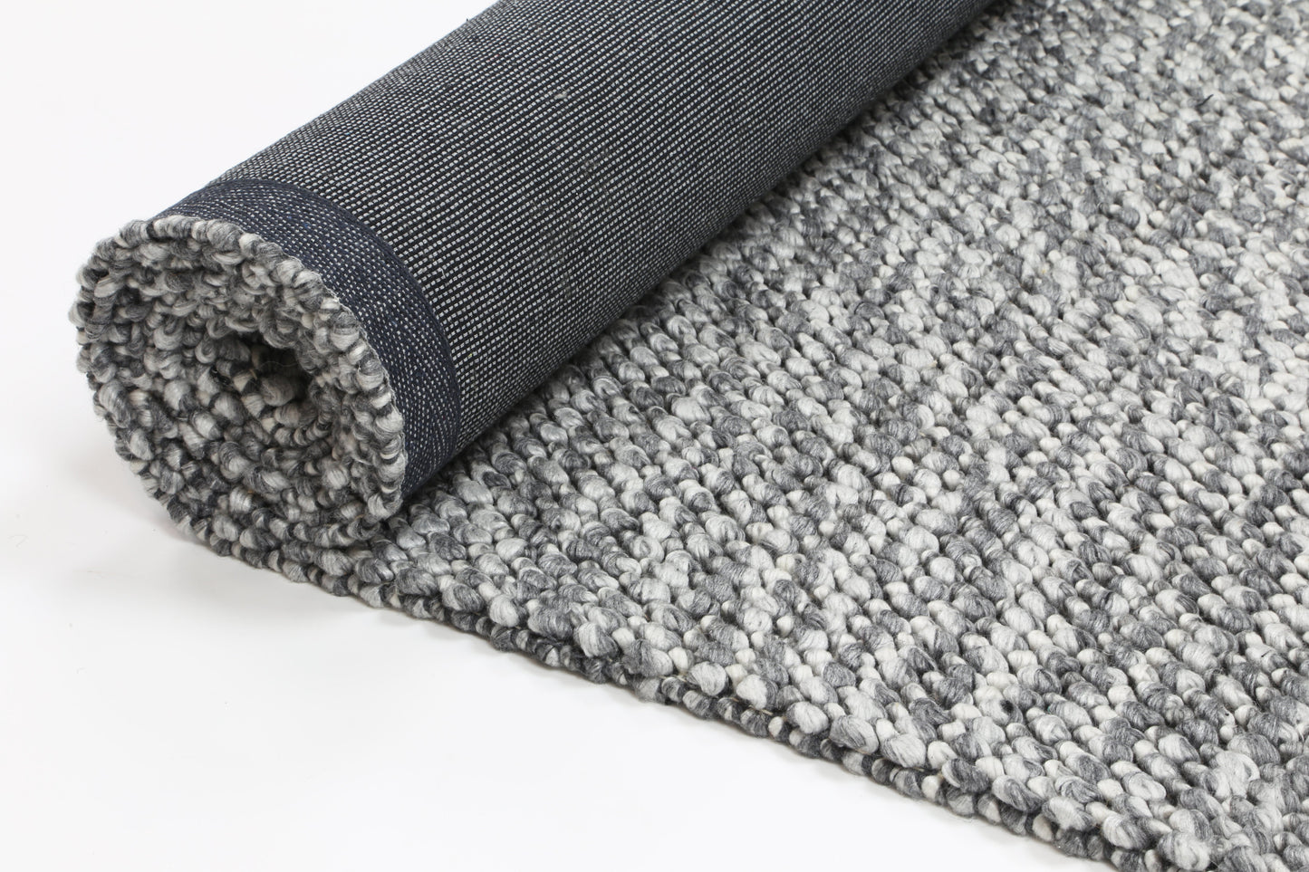 Harlow Loopy Charcoal Wool Blend Rug 160x230 - Cosy Abode