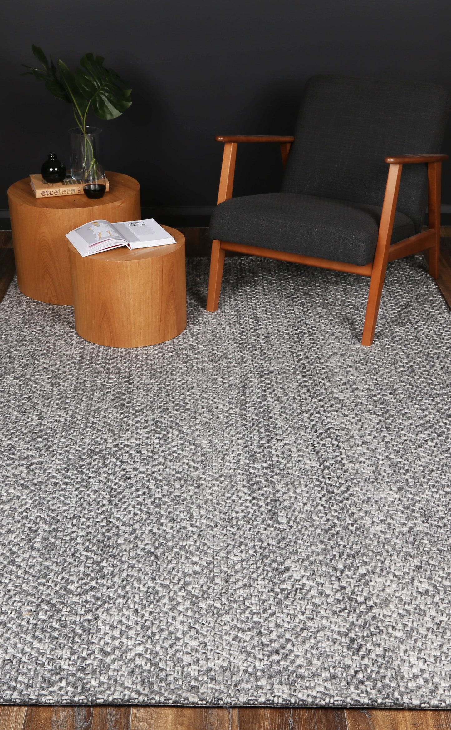 Harlow Chignon Charcoal Wool Blend Rug 200x290 - Cosy Abode