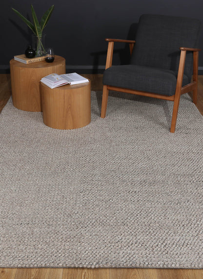 Harlow Loopy Camel Wool Blend Rug 200x290 - Cosy Abode
