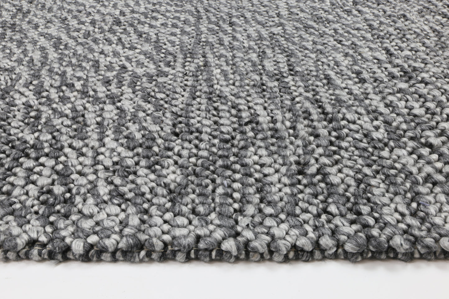 Harlow Loopy Charcoal Wool Blend Rug 240x330 - Cosy Abode