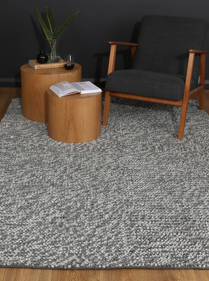 Harlow Loopy Charcoal Wool Blend Rug 240x330 - Cosy Abode
