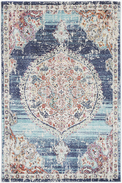 hollow-medalion-transitional-navy-multi-rug 80x300 - Cosy Abode