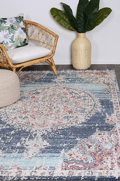 hollow-medalion-transitional-navy-multi-rug 80x300 - Cosy Abode