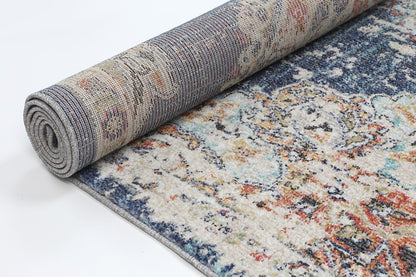 hollow-medalion-transitional-navy-multi-rug 80x300 - Cosy Abode