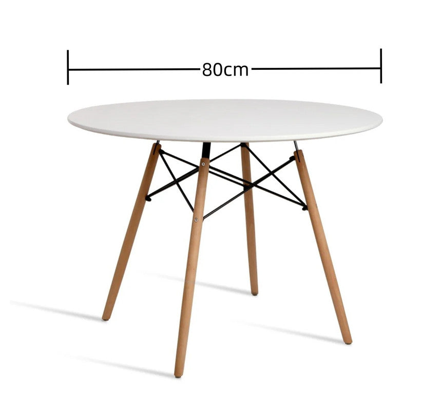 Round Kitchen Table for 2-4 People 80cm diameter - MDF & Wood - Cosy Abode