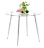 Glass Round Kitchen Table with Chrome Legs - 80 cm diameter - Cosy Abode