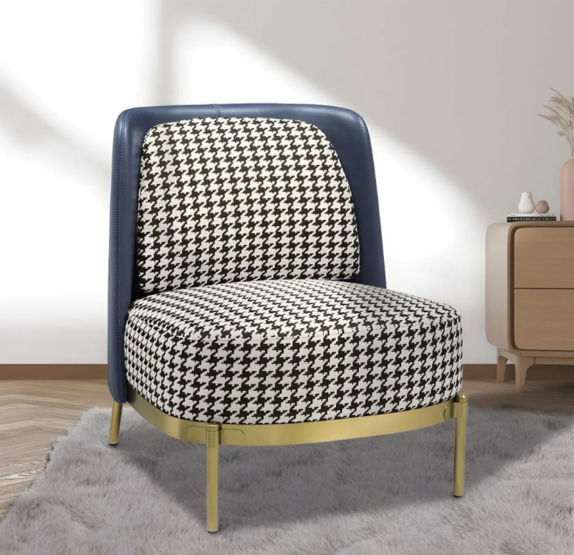 Cecily Upholstered Slipper Chair armchair in deep blue - Cosy Abode