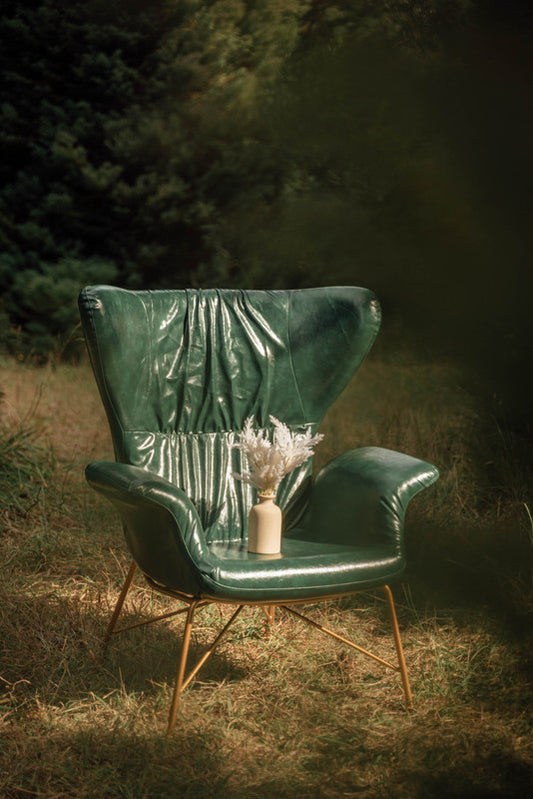 Vintage Butterfly Armchair with Gold Steel Legs Green - Cosy Abode