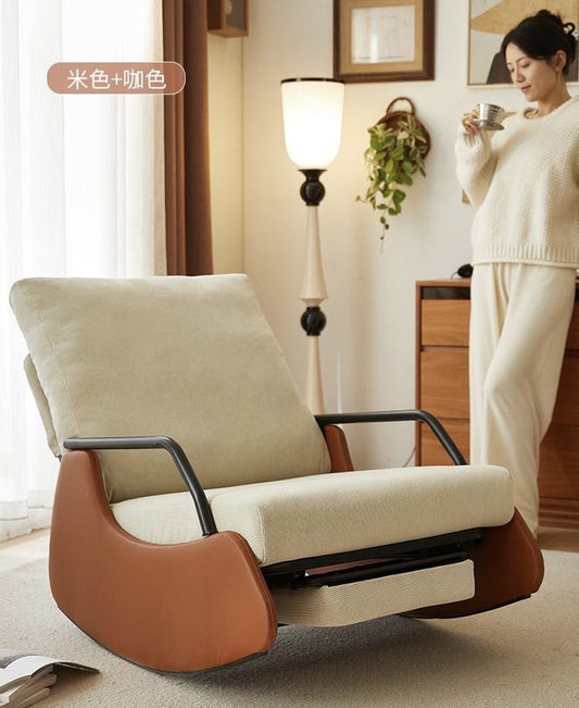 Home rocking chair adult recliner couch couch lounger Living room balcony lounger single casual retro chair - Cosy Abode