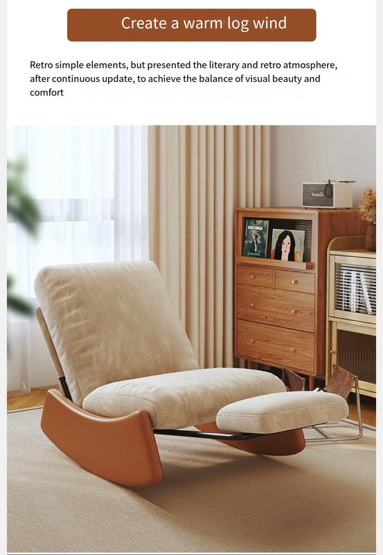 Home rocking chair adult recliner couch couch lounger Living room balcony lounger single casual retro chair - Cosy Abode