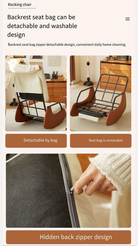 Home rocking chair adult recliner couch couch lounger Living room balcony lounger single casual retro chair - Cosy Abode