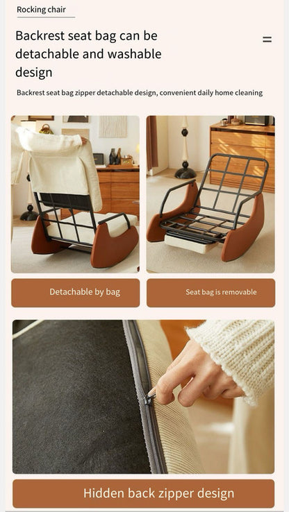 Home rocking chair adult recliner couch couch lounger Living room balcony lounger single casual retro chair - Cosy Abode