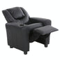 Oliver Kids Recliner Chair Sofa Children Lounge Couch PU Armchair - Black - Cosy Abode
