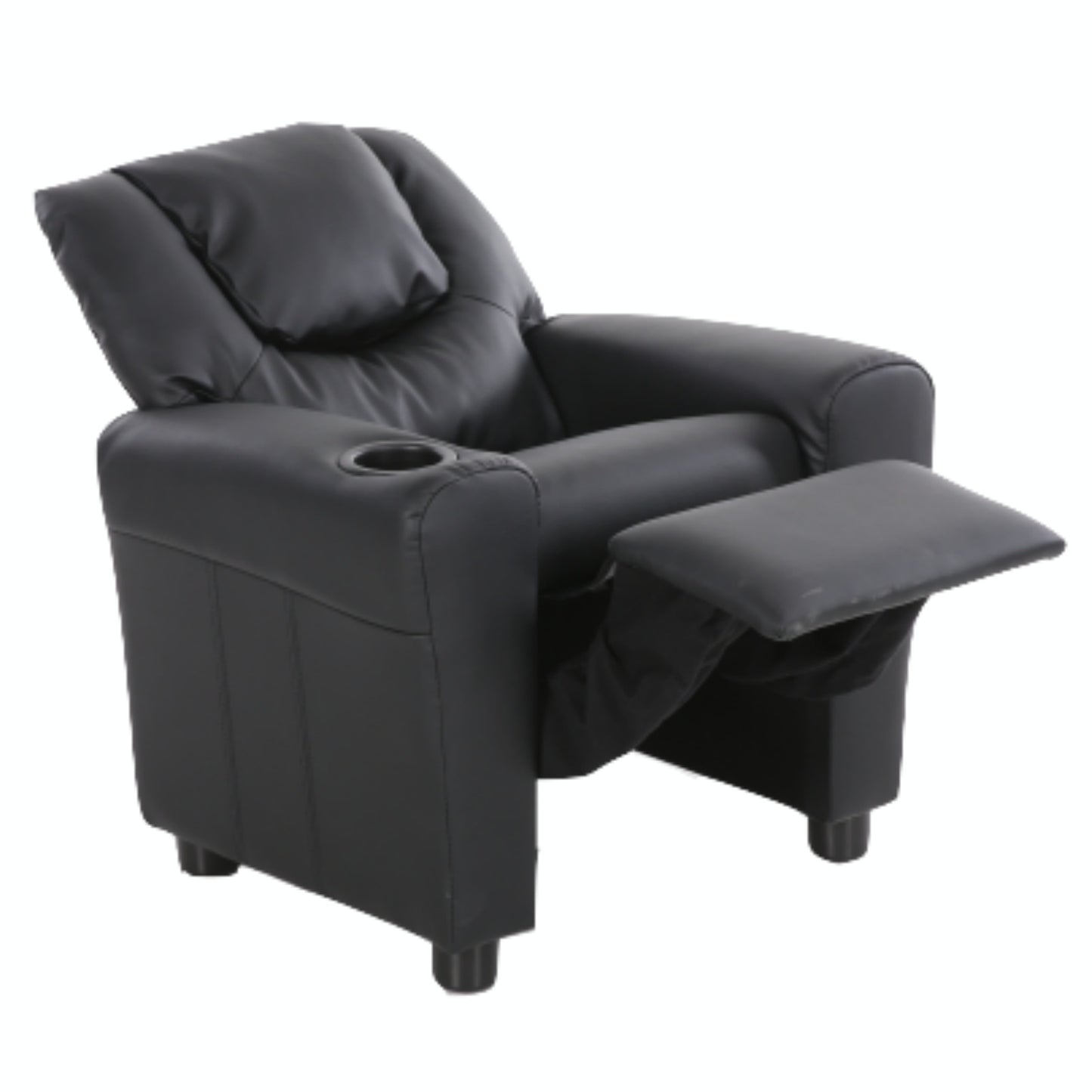 Oliver Kids Recliner Chair Sofa Children Lounge Couch PU Armchair - Black - Cosy Abode