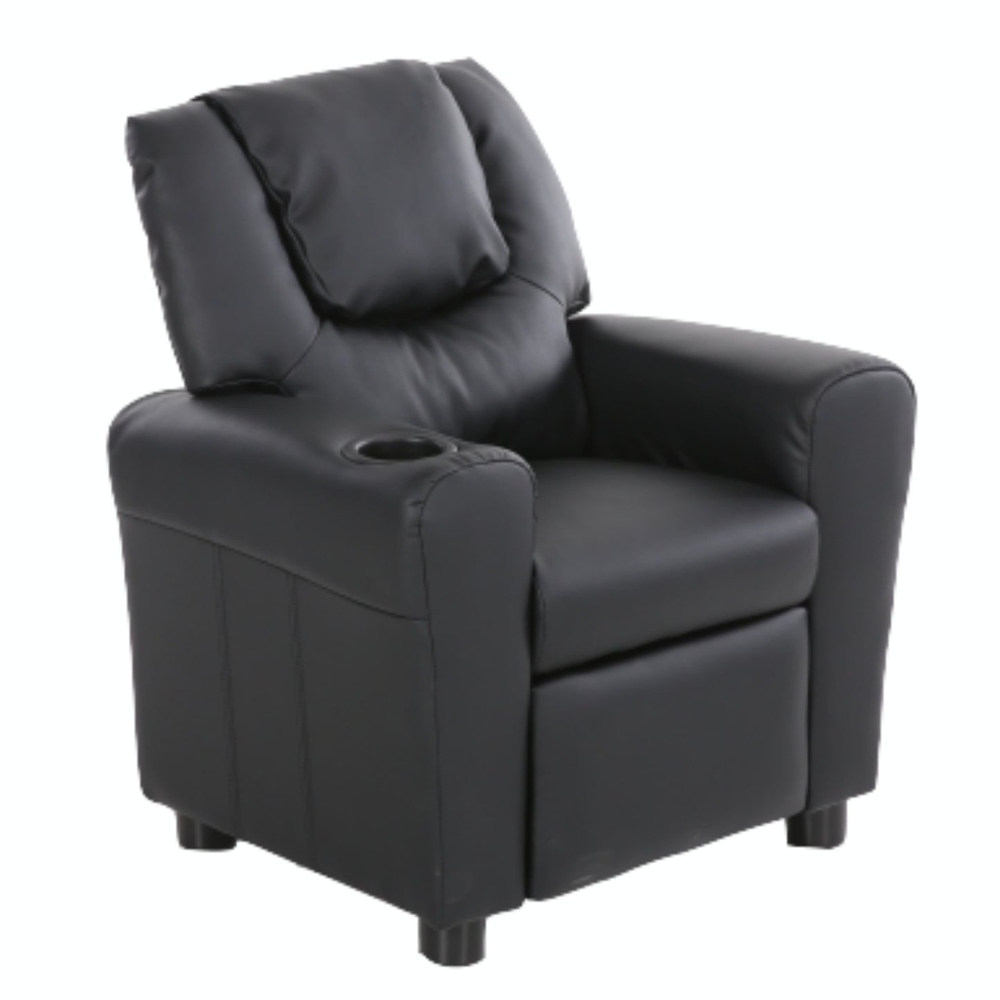 Oliver Kids Recliner Chair Sofa Children Lounge Couch PU Armchair - Black - Cosy Abode