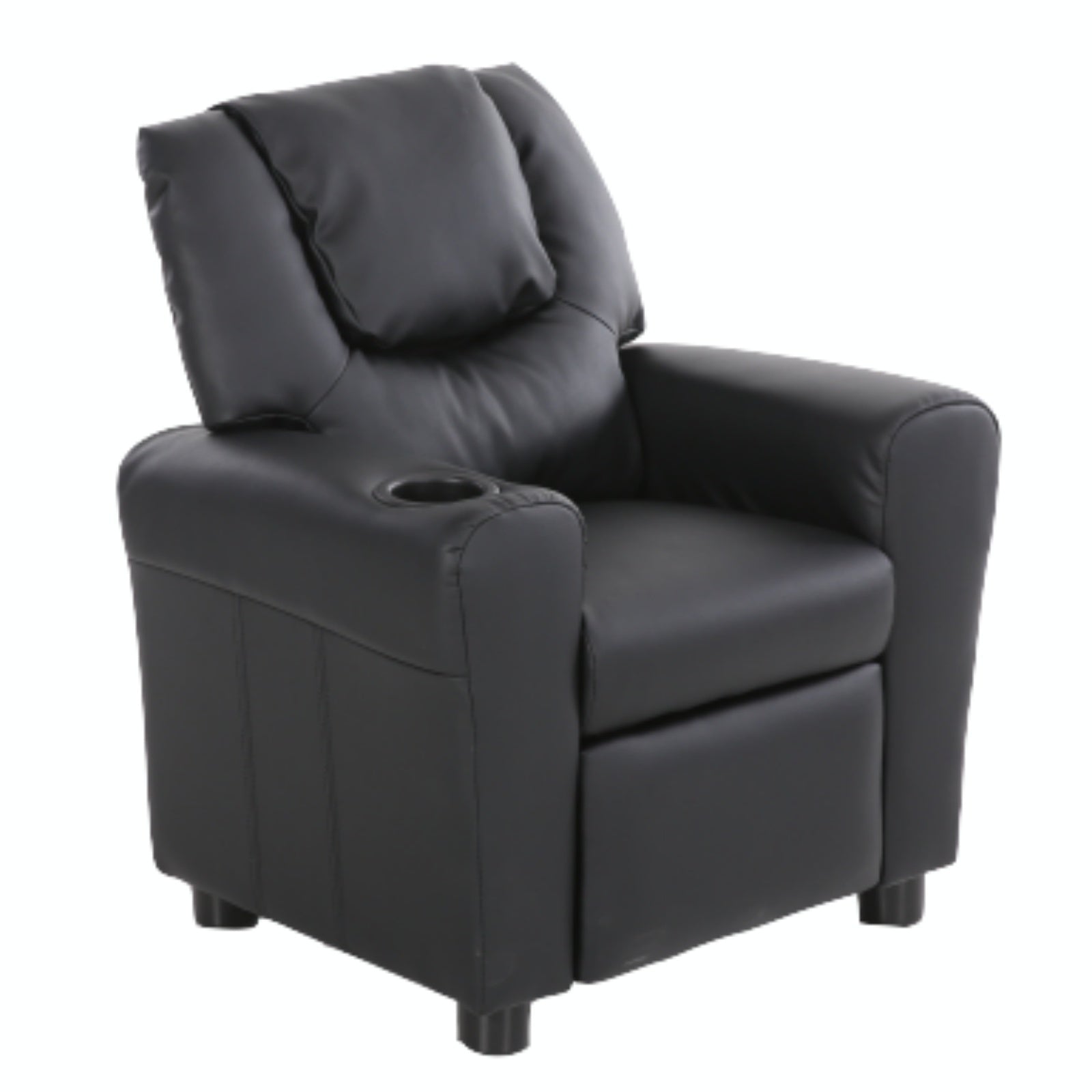 Oliver Kids Recliner Chair Sofa Children Lounge Couch PU Armchair - Black - Cosy Abode