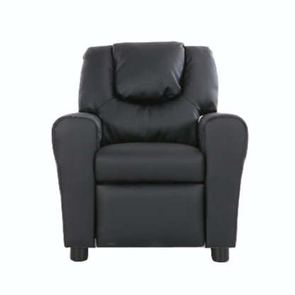 Oliver Kids Recliner Chair Sofa Children Lounge Couch PU Armchair - Black - Cosy Abode