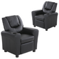 Set of 2 Oliver Kids Recliner Chair Sofa Children Lounge Couch PU Armchair Black - Cosy Abode