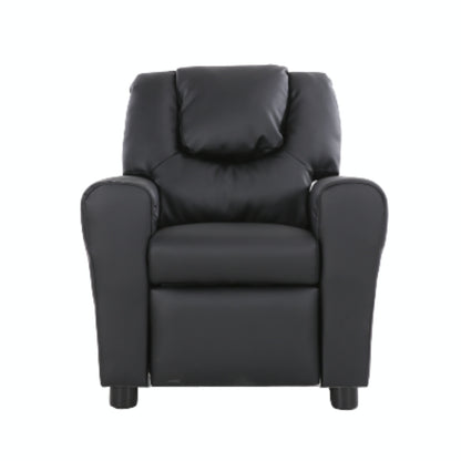 Set of 2 Oliver Kids Recliner Chair Sofa Children Lounge Couch PU Armchair Black - Cosy Abode