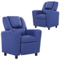 Set of 2 Oliver Kids Recliner Chair Sofa Children Lounge Couch PU Armchair Blue - Cosy Abode