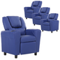 Set of 4 Oliver Kids Recliner Chair Sofa Children Lounge Couch PU Armchair Blue - Cosy Abode