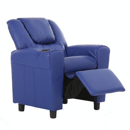 Set of 4 Oliver Kids Recliner Chair Sofa Children Lounge Couch PU Armchair Blue - Cosy Abode