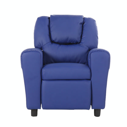 Set of 4 Oliver Kids Recliner Chair Sofa Children Lounge Couch PU Armchair Blue - Cosy Abode