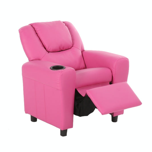 Oliver Kids Recliner Chair Sofa Children Lounge Couch PU Armchair - Pink - Cosy Abode
