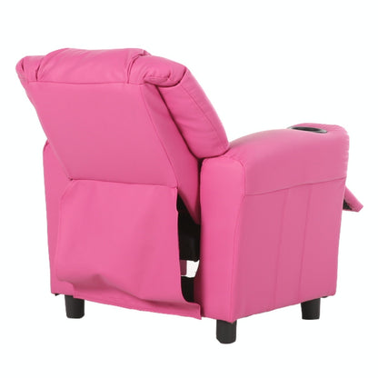 Oliver Kids Recliner Chair Sofa Children Lounge Couch PU Armchair - Pink - Cosy Abode