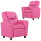 Set of 2 Oliver Kids Recliner Chair Sofa Children Lounge Couch PU Armchair Pink - Cosy Abode