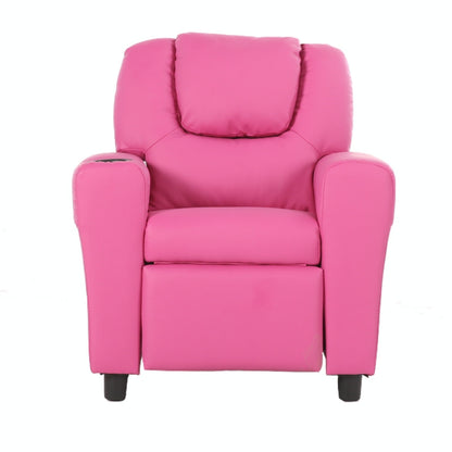 Set of 2 Oliver Kids Recliner Chair Sofa Children Lounge Couch PU Armchair Pink - Cosy Abode